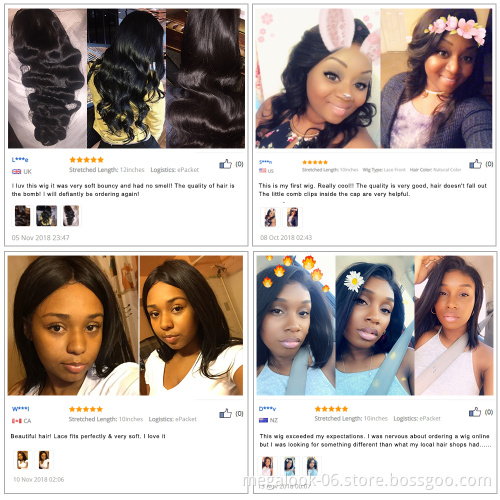 Brazilian Remy Human Hair Short Bob Transparent Lace Front Wig, Virgin Human Hair Frontal Lace Wig